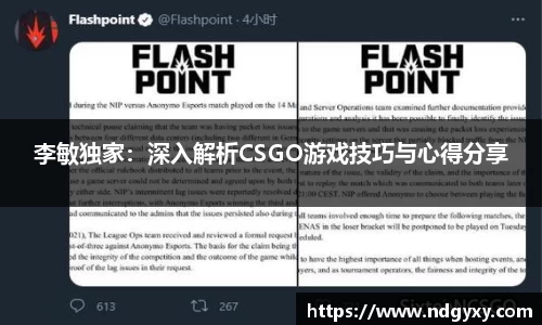 李敏独家：深入解析CSGO游戏技巧与心得分享